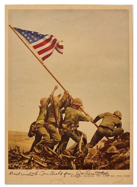 Joe Rosenthal Signed 9'' x 12.75'' Print of the Flag Raising at Iwo Jima
