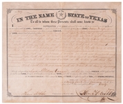 Sam Houston Texas Land Grant Signed as Governor