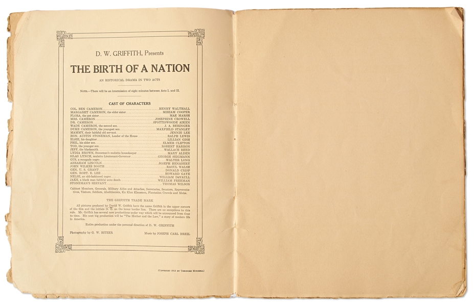 1915 Film Program for ''Birth of a Nation''
