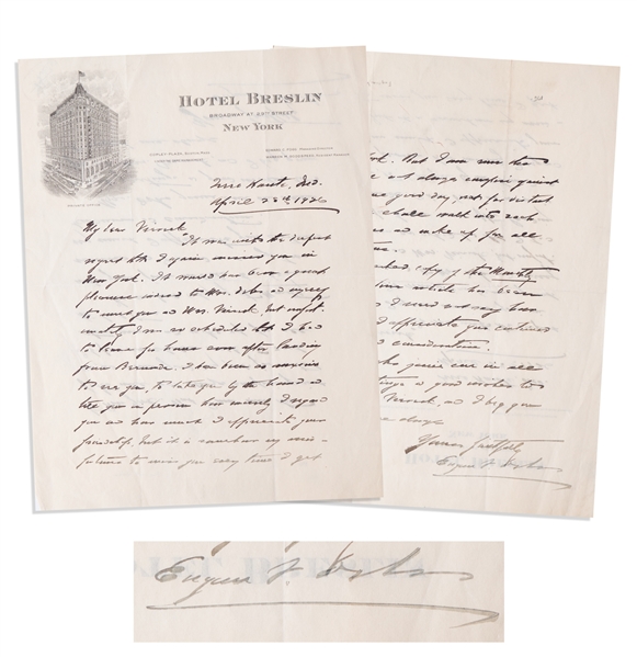 Eugene V. Debs Autograph Letter Signed to George S. Viereck -- ''...some good day, not far distant I hope, we shall walk into each others' arms and make up for lost time...''