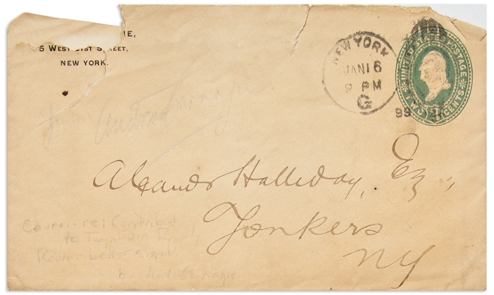Andrew Carnegie Letter Twice-Signed, With Specific Signed Check Payment Instructions