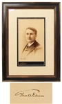 Thomas Edison Signed Portrait Measuring Over 7 x 12.5 -- With JSA COA