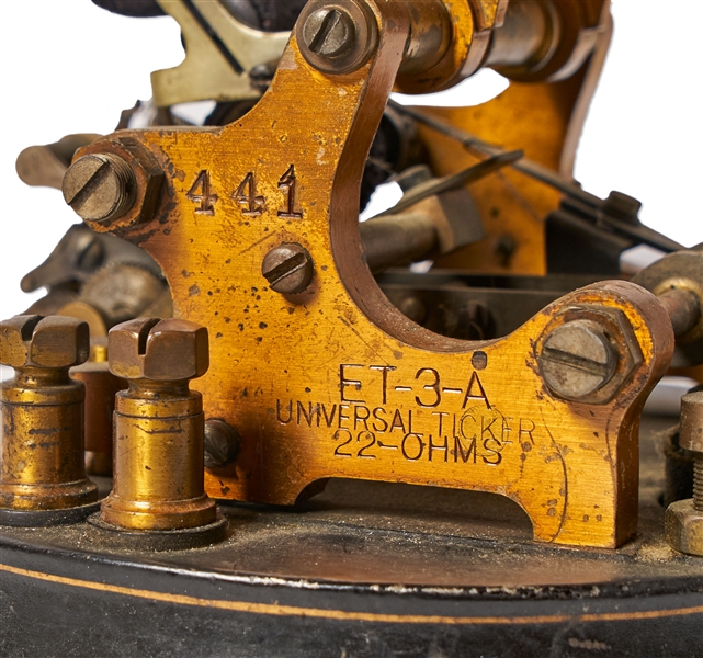Original 19th Century Thomas Edison-Designed Universal Stock Ticker -- Low Serial #441