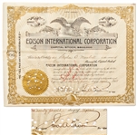 Thomas Edison Stock Signed for the Edison International Corporation