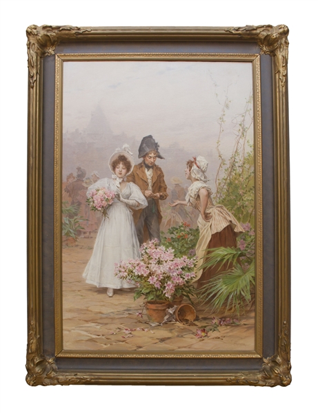 19th Century Artist, Frederik Hendrik Kaemmerer Painting Entitled ''The Flower Seller''