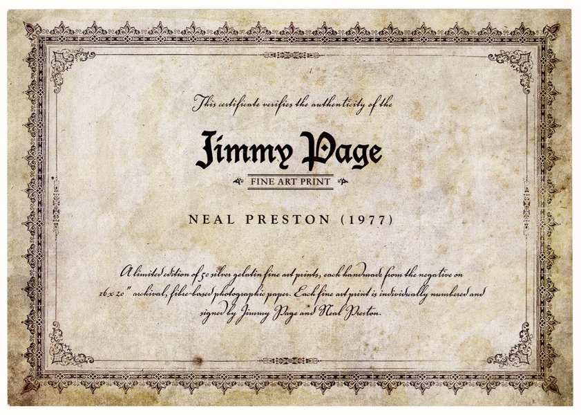 Jimmy Page Signed 16'' x 20'' Photo -- One of Only 50 Signed by Page in a Limited Edition