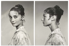 Audrey Hepburn Personally Owned Pair of Photos From War and Peace, Testing a Hairstyle for the Film -- From the Personal Collection of Audrey Hepburn