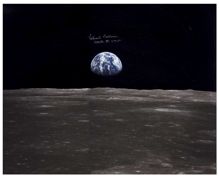Michael Collins Signed 20'' x 16'' Photo of the Apollo 11 Earthrise''