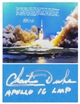 Charlie Duke Signed 20 x 16 Photo of the Apollo 16 Rocket Launch -- With a Handwritten Recollection About Nearly Losing His Life on the Moon: ...I would have had it...