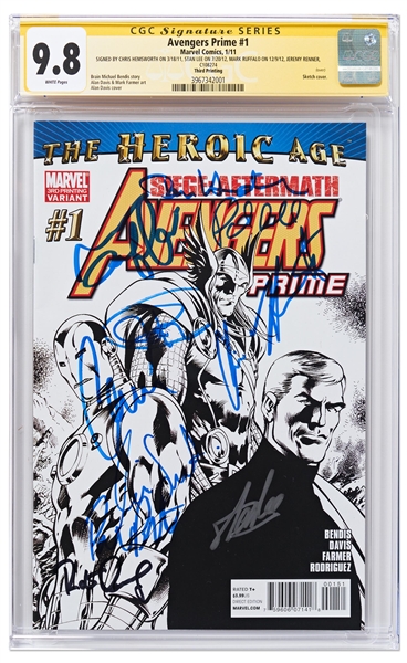 ''Avengers Prime'' Cast-Signed Comic #1, Graded 9.8 -- Signed by Stan Lee and 9 Cast Members Including Robert Downey, Jr.