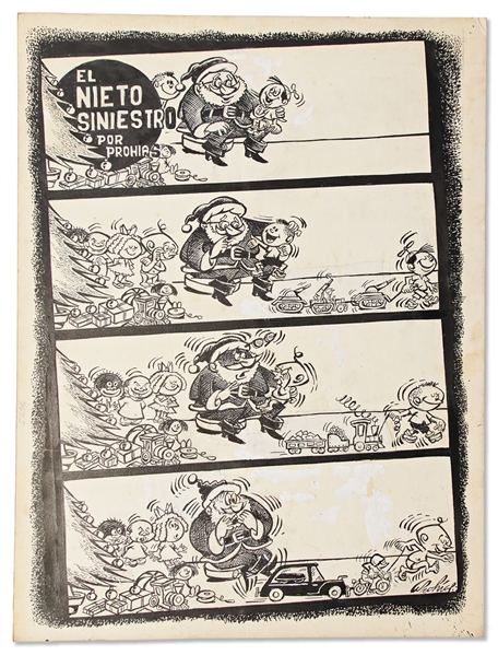 Large Lot of 70 Comic Artwork by Antonio Prohías -- Includes Many Strips in the ''Siniestra'' Series
