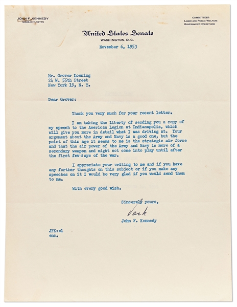 Incredible Aviation Collection Owned by Grover Loening -- Includes Letter Signed by Orville Wright on the Smithsonian Controversy, Plus Letter Signed by JFK, Loening's Pilot License & Photos, Patents