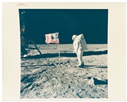 Apollo 11 Red Number Photo of Buzz Aldrin Standing on the Moon Next to the U.S. Flag -- Printed on A Kodak Paper