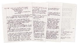 Richard Feynman 4pp. Handwritten Document From the Challenger Investigation -- Feynmans Detailed Notes for 4 Days Spanning 7-10 February 1986, Leading Up to & Including Discovery of O-ring Failure