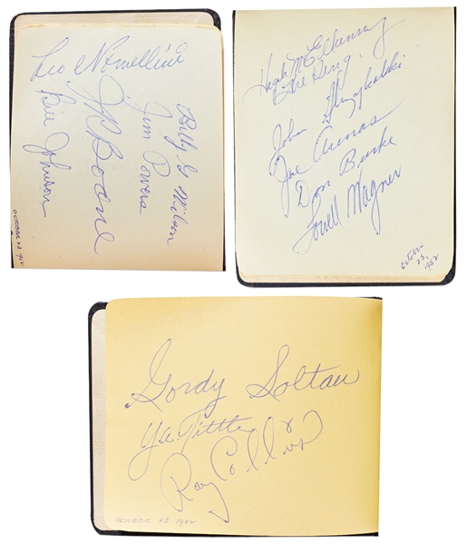 Autograph Book Signed by the Marx Brothers: Harpo Marx, Groucho Marx, and Twice Signed by Chico Marx -- Also Signed by 1952 San Francisco 49ers Football Team Players