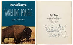 Walt Disney Signed Illustrated Copy of Vanishing Prairie from the True-Life Adventures Nature Documentary Series