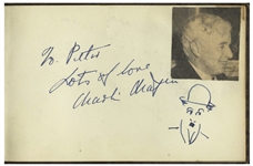 Charlie Chaplin Autograph & Self-Portrait Sketch of Himself as The Tramp -- With PSA/DNA COA