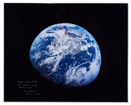 Frank Borman Signed Blue Marble 20 x 16 Photo from Apollo 8 -- First image taken by humans of the whole earth