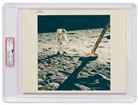Apollo 11 Red Number 10 x 8 Photo of Buzz Aldrin Next to the Lunar Module -- Printed on A Kodak Paper & Encapsulated by PSA as Type I Photo from 1969
