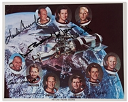 Skylab Crew-Signed 10 x 8 Lithograph -- Signed by All Astronauts on Each Three Missions