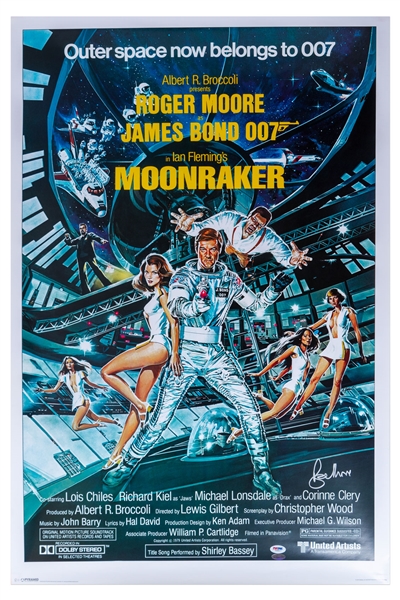Roger Moore Signed ''Moonraker'' Poster