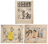 Comic Artwork by Outcault, Mayes and Opper from the Estate of Frank Thorne -- Includes the Cover Artwork of Famous Funnies #1 by Mayes Measuring 16 x 20