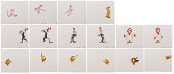 Lot of 16 Animation Cels of The Cat in the Hat, Pink Panther and The Lorax