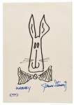 James Stewart Signed 7.75 x 11 Sketch of the Rabbit in Harvey -- With PSA/DNA COA