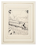 Timothy Marwood Large Hand-Drawn Illustration of Thomas the Tank Engine, from ''Thomas and Friends'' Magazine