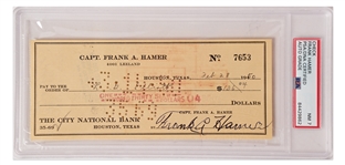 Frank Hamer Check Signed -- The Famous Texas Ranger Who Lead the Posse That Killed Bonnie & Clyde -- PSA/DNA Slabbed