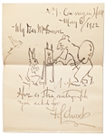 Collection of Four Animal Drawings by Illustrator Frederick Stuart Church Within a Group of Letters