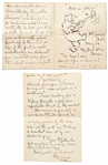 Collection of Four Animal Drawings by Illustrator Frederick Stuart Church Within a Group of Letters