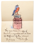 Collection of Four Animal Drawings by Illustrator Frederick Stuart Church Within a Group of Letters