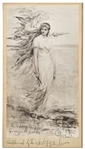 Collection of Four Animal Drawings by Illustrator Frederick Stuart Church Within a Group of Letters