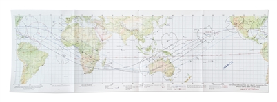Dave Scott Signed World Map of the Apollo 15 Earth Orbit
