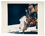 Apollo 11 Red Number Photo of Buzz Aldrin Descending the Ladder Onto the Lunar Surface -- Printed on A Kodak Paper