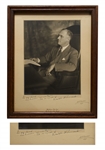 Franklin D. Roosevelt Signed Photo, Framed in Wood Taken from the White House Measuring 11.5 x 14.25