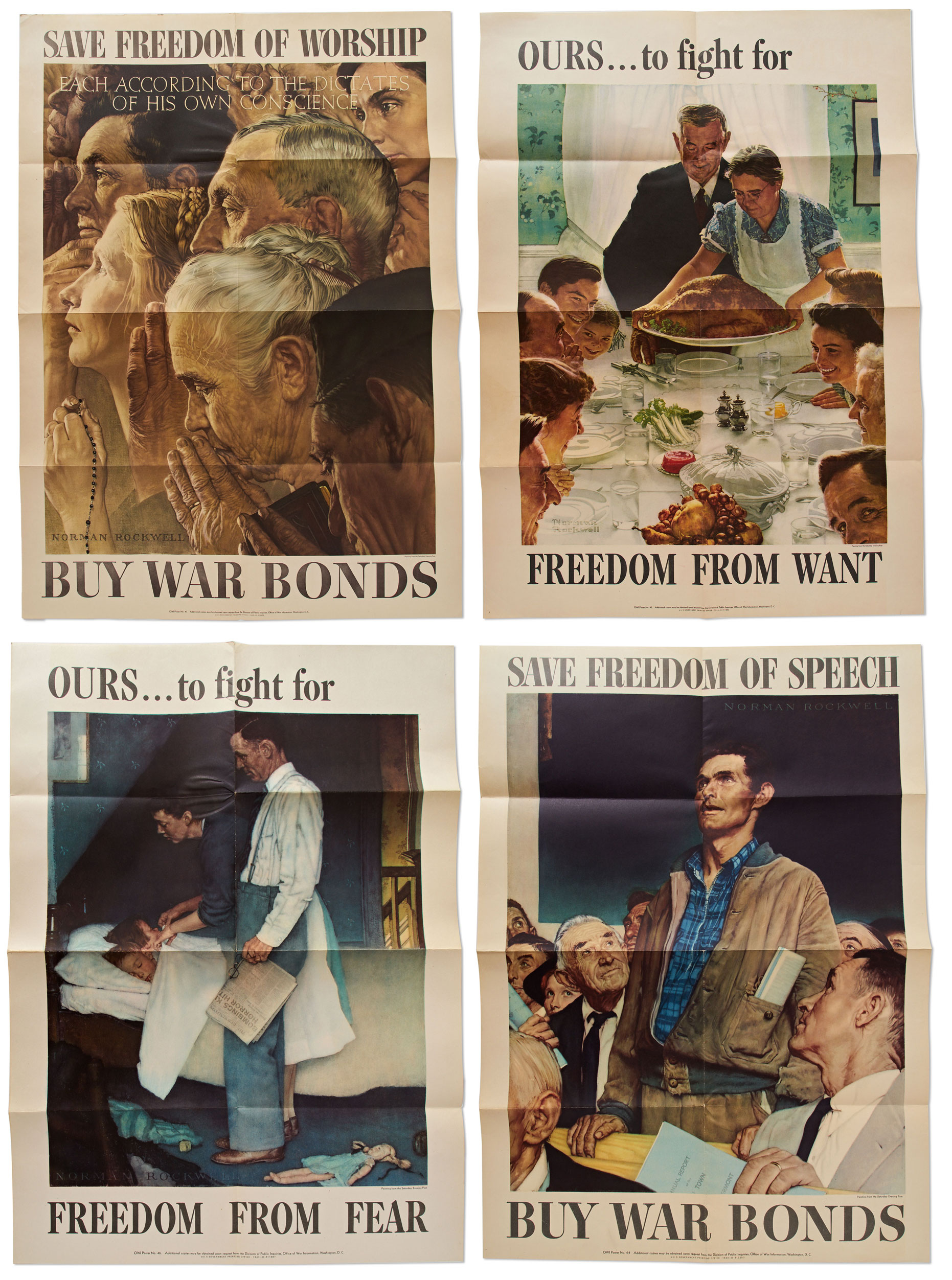 Lot Detail - Norman Rockwell ''Four Freedoms'' Posters -- Complete Set ...