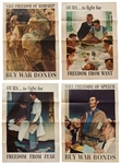 Norman Rockwell Four Freedoms Posters -- Complete Set of Four from 1943 in Near Fine Condition -- In Original War Poster Envelope from 1943