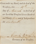 Alexander Hamilton Signature as Treasury Secretary -- With JSA COA