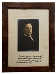 William Taft Photo Signed as U.S. Supreme Court Chief Justice, Framed in Wood Taken from the White House Measuring 9.5 x 12.5