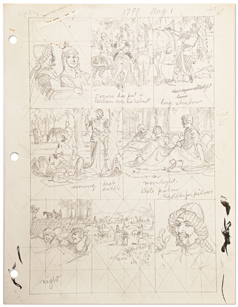 Original Hal Foster Prince Valiant Preliminary Artwork and Story Narration -- #1799 for the 1 August 1971 Comic Strip