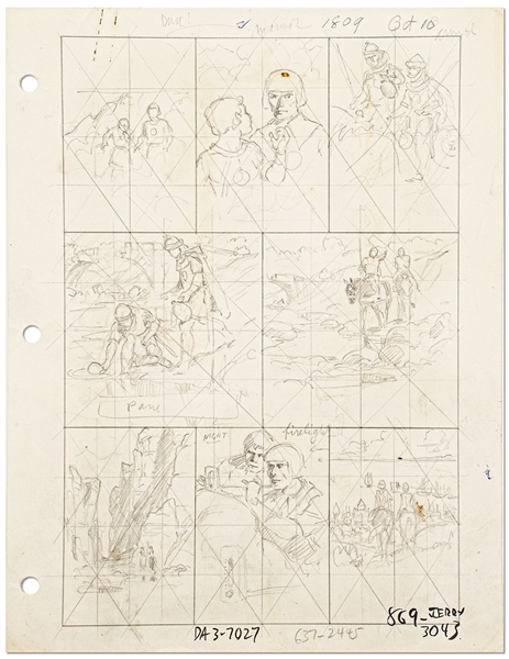 Original Hal Foster ''Prince Valiant'' Preliminary Artwork and Story Outlines -- #1809 for the 10 October 1971 Comic Strip