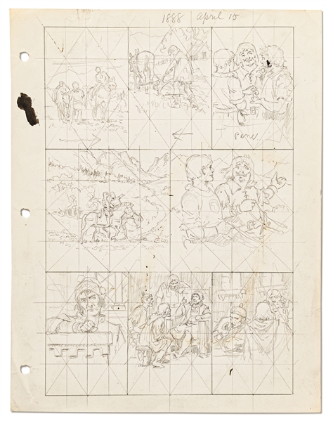 Original Hal Foster ''Prince Valiant'' Preliminary Artwork and Story Outlines -- #1888 for the 15 April 1973 Comic Strip