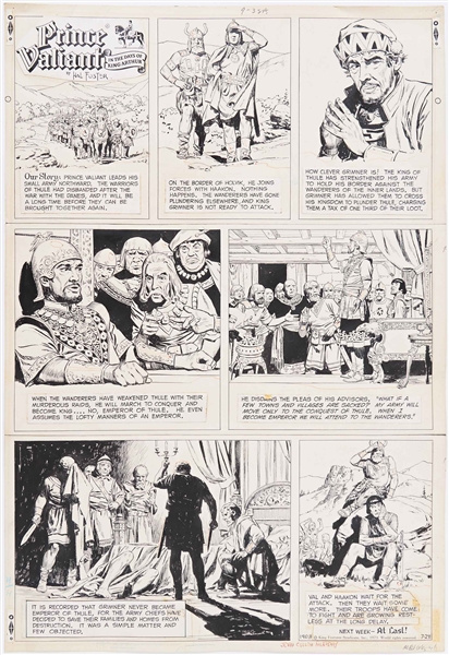 John Cullen Murphy ''Prince Valiant'' Sunday Comic Strip Original Artwork -- #1903 Dated 29 July 1973