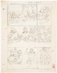 Lot of John Cullen Murphy ''Prince Valiant'' Sunday Comic Strip Artwork Plus Hal Foster Preliminary Sketch -- #1943 for Both Strip & Sketch, Dated 5 May 1974