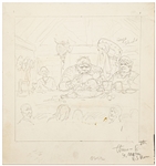 Original Hal Foster ''Prince Valiant'' Lot of Preliminary Artwork -- #1963 for the 22 September 1974 Comic Strip