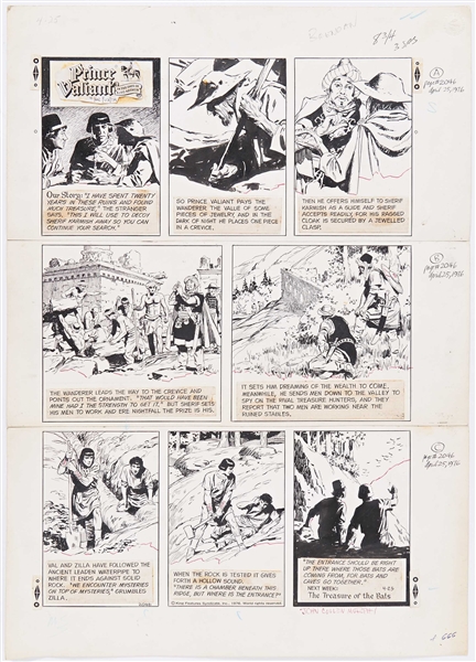 John Cullen Murphy ''Prince Valiant'' Sunday Comic Strip Original Artwork -- #2046 Dated 25 April 1976
