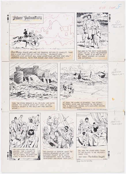 John Cullen Murphy ''Prince Valiant'' Sunday Comic Strip Original Artwork -- #2093 Dated 20 March 1977