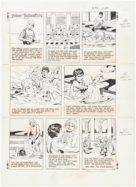 John Cullen Murphy ''Prince Valiant'' Sunday Comic Strip Original Artwork -- #2121 Dated 2 October 1977